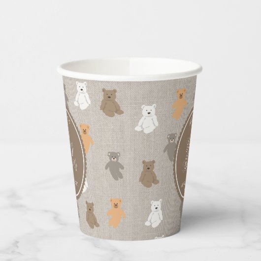 Gobelets En Papier Baby shower Motif de mignet ours (Gauche)