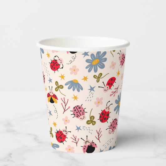 Gobelets En Papier Baby shower Motif Ladybug (Verso)