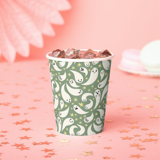 Gobelets En Papier Baby shower Motif Little Boo Green (Insitu)