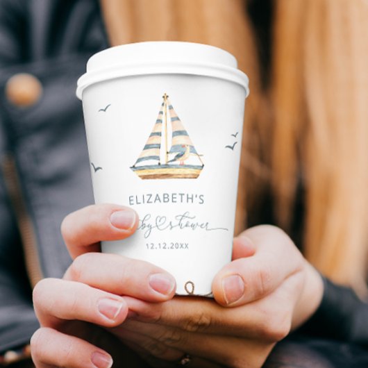 Gobelets En Papier Baby shower nautique simple moderne