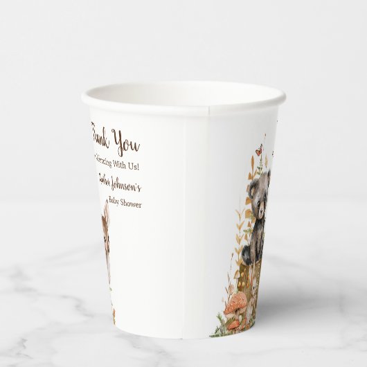 Gobelets En Papier Baby shower neutre de forêt rustique (Droite)
