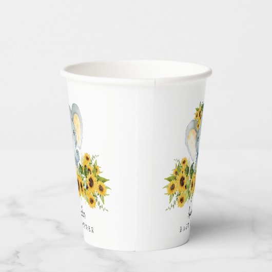 Gobelets En Papier Baby shower neutre d'éléphant doux (Droite)