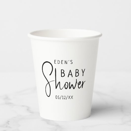 Gobelets En Papier Baby shower Neutre Moderne Simple (Recto)
