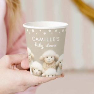 Gobelets En Papier Baby shower neutre pour le sexe des moutons
