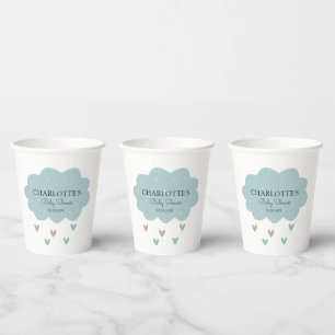 Gobelets En Papier Baby shower nuage de pluie bleu