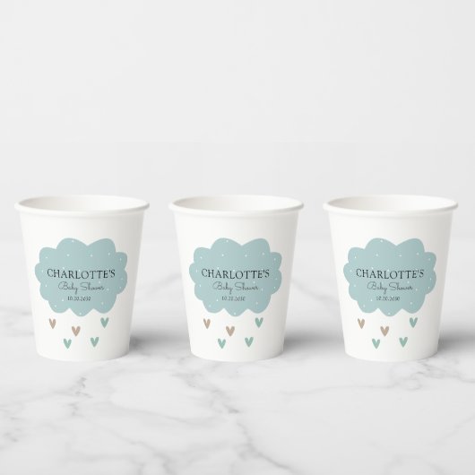 Gobelets En Papier Baby shower nuage de pluie bleu (Multi)