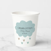Gobelets En Papier Baby shower nuage de pluie bleu (Recto)
