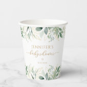 Gobelets En Papier Baby shower Or Eucalyptus Green (Recto)