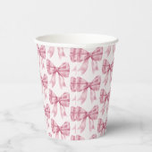Gobelets En Papier Baby Shower ou Fête de Mariage avec un Nœud Rose,  (Droite)