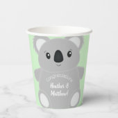 Gobelets En Papier Baby shower Ours Koala Vert (Verso)