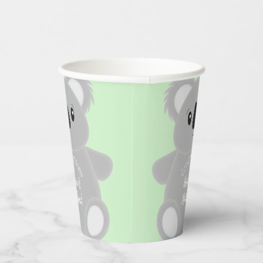 Gobelets En Papier Baby shower Ours Koala Vert (Droite)