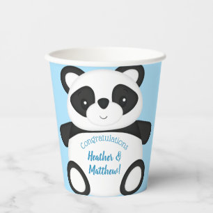 Gobelets En Papier Baby shower Ours Panda Bleu