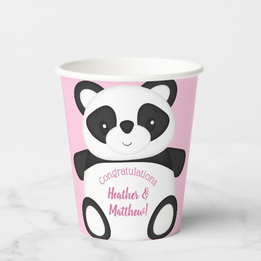 Gobelets En Papier Baby shower Ours Panda Rose (Recto)