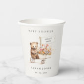 Gobelets En Papier Baby shower Panier Floral Teddy Cute Localement Cu (Recto)