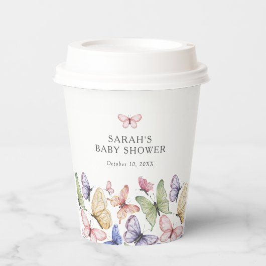 Gobelets En Papier Baby shower papillon (Recto)