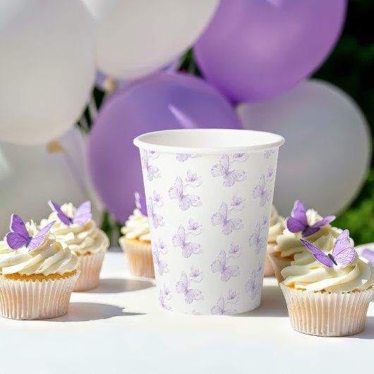 Gobelets En Papier Baby shower papillon délicé violet