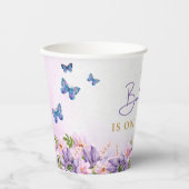 Gobelets En Papier Baby shower papillon pourpre (Recto)