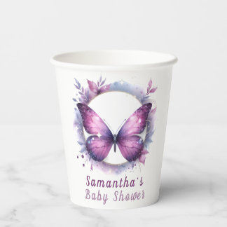 Gobelets En Papier Baby shower papillon pourpre