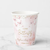 Gobelets En Papier Baby shower papillon rose fille (Verso)