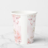 Gobelets En Papier Baby shower papillon rose fille (Droite)