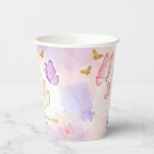 Gobelets En Papier Baby shower papillon violet rose or (Gauche)