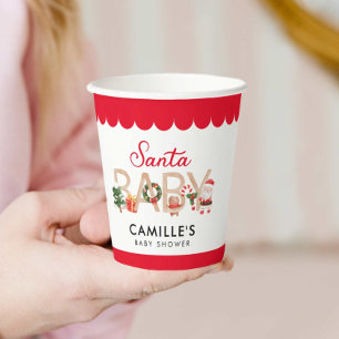 Gobelets En Papier Baby shower Père Noël de Noël