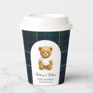 Gobelets En Papier Baby shower Plaid Vert épicé classique