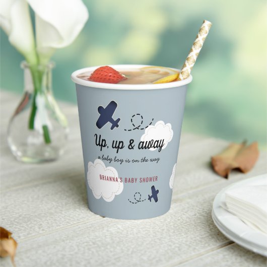 Gobelets En Papier Baby shower pour garçon bleu de l'avion vers le ha (Insitu)