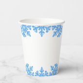 Gobelets En Papier Baby shower pour garçons d'hiver Blue Snowflake (Verso)