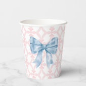 Gobelets En Papier Baby shower Preppy Southern Blue Bow (Verso)