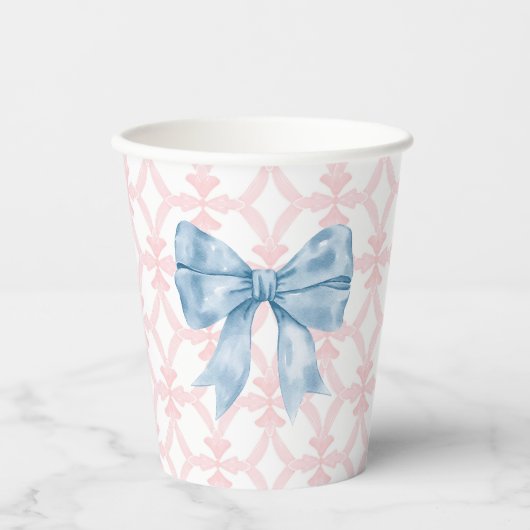 Gobelets En Papier Baby shower Preppy Southern Blue Bow (Recto)