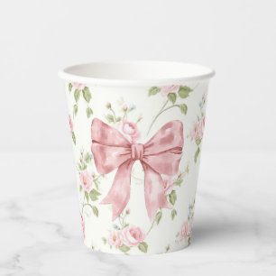 Gobelets En Papier Baby shower Preppy Southern Pink Bow