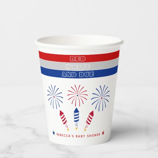 Gobelets En Papier Baby shower Red White 4 juillet pétards (Verso)