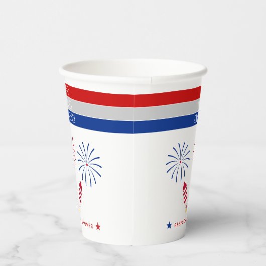 Gobelets En Papier Baby shower Red White 4 juillet pétards (Droite)