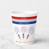 Gobelets En Papier Baby shower Red White 4 juillet pétards (Recto)