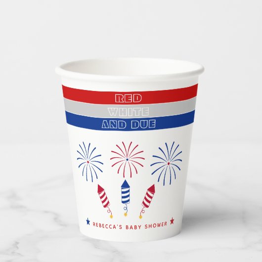 Gobelets En Papier Baby shower Red White 4 juillet pétards (Recto)