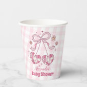 Gobelets En Papier Baby shower retro Rose Aquarelle Bow Girl (Recto)