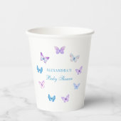 Gobelets En Papier Baby shower rose bleu pourpre papillon (Recto)