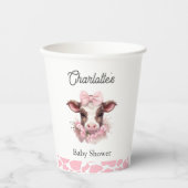 Gobelets En Papier Baby Shower Rose Bohème Vache Sacrée  (Recto)