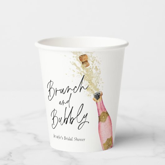Gobelets En Papier Baby Shower Rose et Champagne  (Recto)
