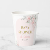 Gobelets En Papier Baby shower rose Floral fille (Verso)