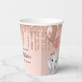 Gobelets En Papier Baby shower rose or éléphant fille ballons (Droite)