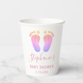 Gobelets En Papier Baby shower rose pieds bébé (Verso)