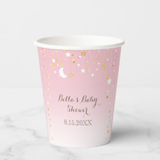 Gobelets En Papier Baby shower rose Star Moon