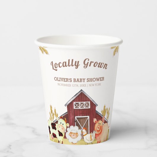 Gobelets En Papier Baby shower Rustique Barnyard Farm Animaux (Verso)