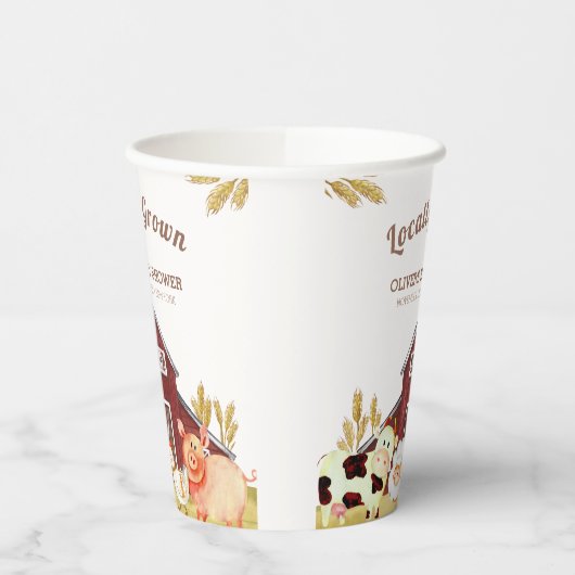 Gobelets En Papier Baby shower Rustique Barnyard Farm Animaux (Gauche)