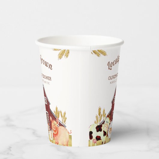 Gobelets En Papier Baby shower Rustique Barnyard Farm Animaux (Droite)