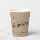 Gobelets En Papier Baby shower rustique, Kraft Oh Babies Twins Person (Verso)