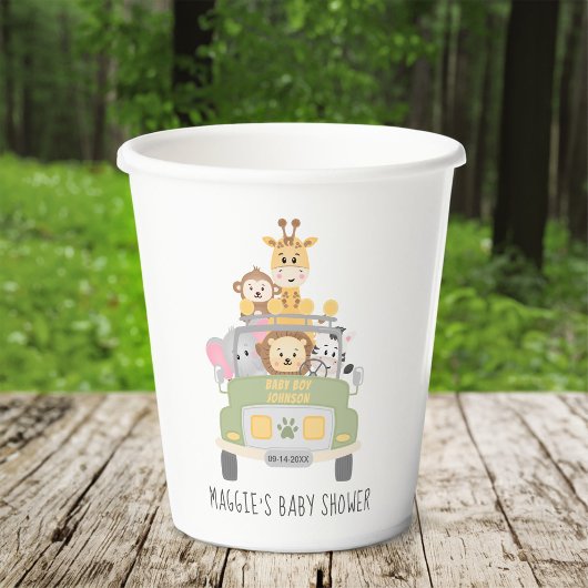 Gobelets En Papier Baby shower Safari animal mignon