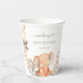 Gobelets En Papier Baby shower Safari Elephant Aquarelle (Verso)